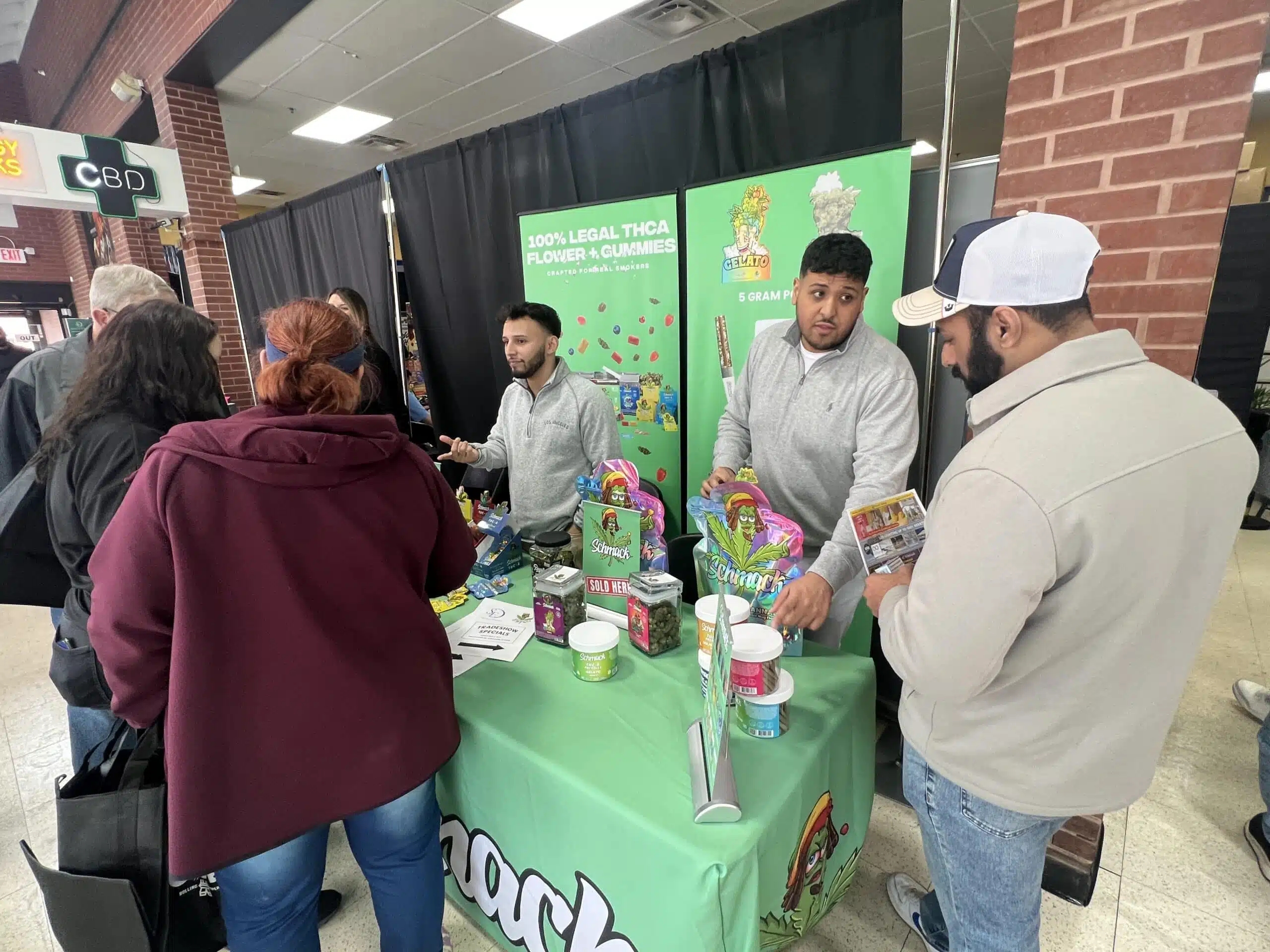 Attendees connecting with exhibitors